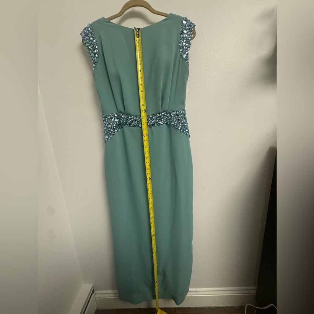 Pamella by Pamella Roland Teal/Green Embellished Long Dress/ Evening Gown - Picture 4 of 16